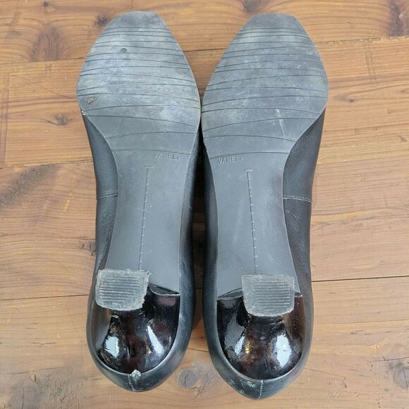Vaneli Womens Shoes 6.4 Black Rickie Leather Cap Toe Classic Pumps Kitten Heel - Picture 6 of 7
